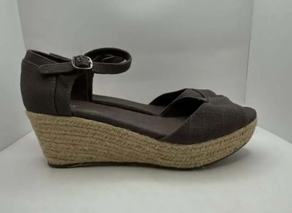 NWOTB TOMS Linen Platform Sandal Espadrille Wedges Blue Size 8W